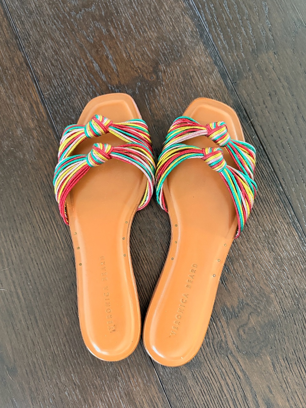 Veronica Beard Multicolor Knot Strap Slide Sandals